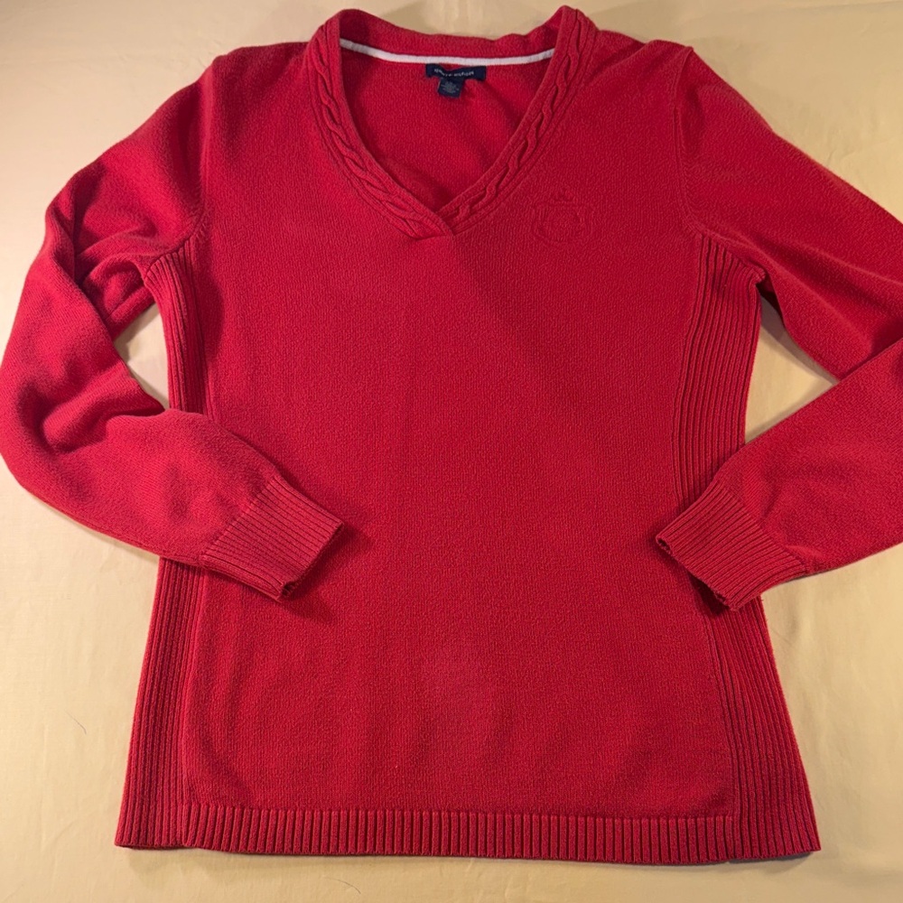 Tommy Hilfiger extra large woman’s knit pullover ribbon sweater, V-neck,